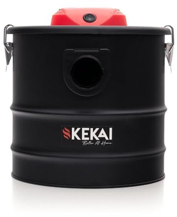 Kekai Aspirador | Soplador de Cenizas Ligero 18L Trajano 1200W Filtro HEPA Lavable en Acero Negro