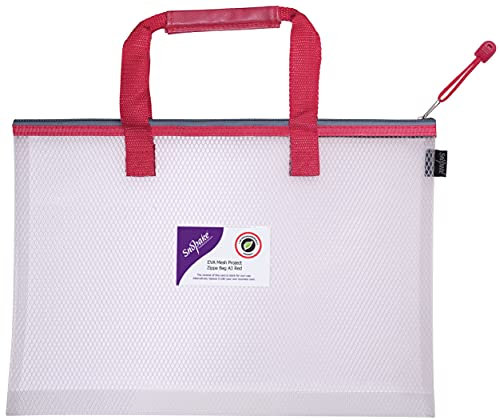 Snopake 15876 - Borsa per libri in tessuto EVA ad alta capacità, formato A3, con impugnatura morbida, colore: Trasparente/Rosso
