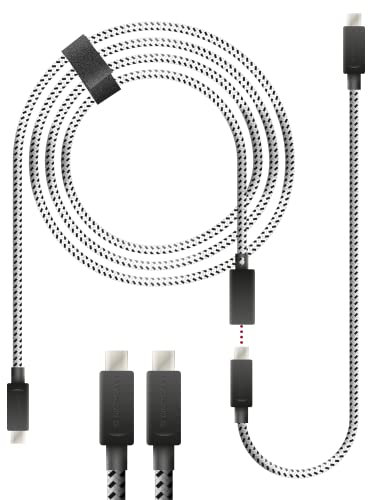 Lioncast Ladekabel für PS5 | 3,5m + 0,5m Schnell-Ladekabel für Sony Playstation | Controllerkabel für Dualsense | Kabel mit Nylonmantel (Knickschutz)