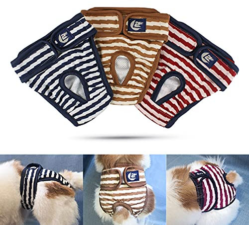 NAMSAN Windeln für Hunde (3er Pack) Windeln für weibliche Hunde Wiederverwendbar Waschbar Hygienische Windeln für ungeübte Welpen / Hündinnen in Hitze/Erregung Minion/Inkontinenz-S