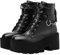 Etebella Damen Blockabsatz Plateau Stiefeletten Goth High Heels Ankle Boots zum Schnüren Punk Kette Schuhe(Schwarz,43)