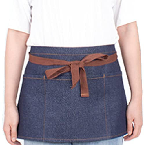 YEKEYI Küchenschürze mit verstellbarer Tasche, 3 Taschen, Unisex-Schürze für Damen und Herren, Kochschürze mit Tasche, Mittelblau, Einheitsgröße