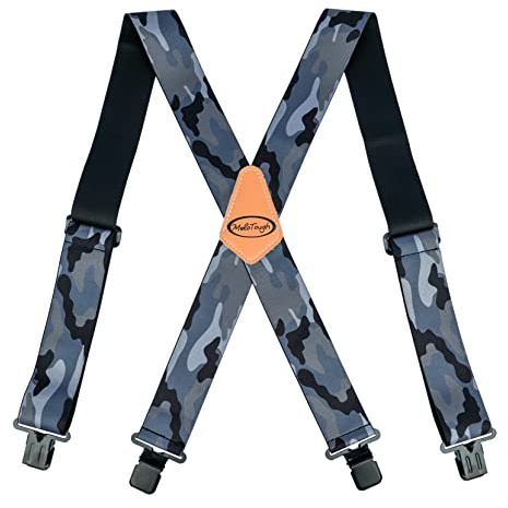 Bretelle da uomo larghe 5,1 cm, regolabili ed elastiche, a forma di X, con clip molto resistenti