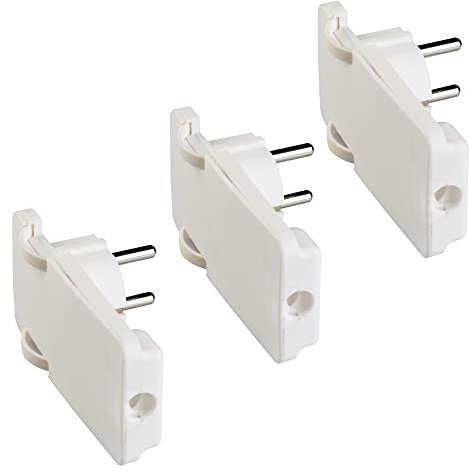 POLYPOOL - PP0454.3 PLATZSPARENDER Stecker 16A 2L+PE Standard-Schuko 90°-Kabelausgang - Kit 3 Stecker weiße Farbe