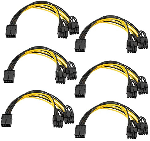 WANGCL PCIe Splitter Grafikkarte - Cable de 8 pines a PCIe dual de 8 pines (6 + 2) tarjeta gráfica PCI Express fuente de alimentación GPU VGA minería tarjeta de video cable convertidor (6 piezas)