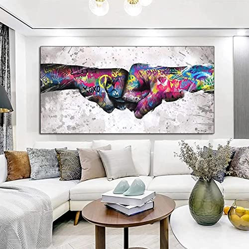 HMXQLW Leinwandbilder Graffiti Justice Faust Hand Bilder Wohnzimmer Bild Deko, Bilderwand Poster Kunstdrucke Malerei für Korridor Schlafzimmer Wohnzimmer Dekoration Rahmenlos (80X160CM)