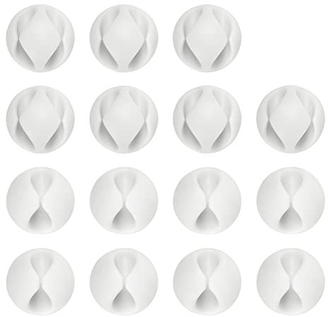 URAQT Kabelclips Kabelhalter, 15 pcs Vielzwecke Kabelführung Kabel Organizer Set für Schreibtisch, Netzkabel, USB Ladekabel, Ladegeräte, Audiokabel (Weiß)