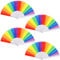 QIMENGJUN 4 Pcs Rainbow Hand Fans Rainbow Folding Fans Colorful Gay Pride Fans Rainbow Pride Party Decoration for LGBT Pride Month (Vertical Striped Rainbow)