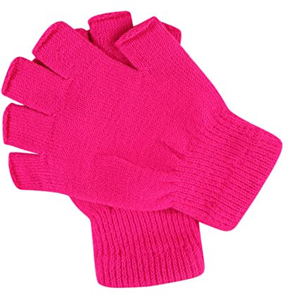 Handschuhe zeigen feste Woll-Damen-Radsport-Stretch-Herren-Strickhandschuhe und farbige Fingerschreibhandschuhe Handschuhe Schwarz Mit Glitzer (Hot Pink, One Size)