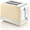 Swan Retro ST19010CNEU 2-Scheiben-Breitschlitz-Brottoaster, Vintage Design, 3 Funktionen: Auftauen/Aufwärmen/Abbrechen, 6 Toaststufenregler, Edelstahl, Creme, 815W