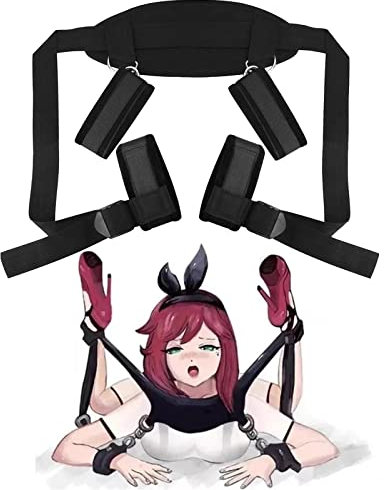 PIIKNUO Bondage Set Bondage Set con Esposas Esposas de Tobillo Extreme Camas Bondage Set SM Juguetes Sexuales Ajustable Muslo Restricciones Cama SM Juguetes Sexuales para Parejas