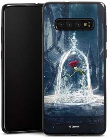 Slim Case extra dünn kompatibel mit Samsung Galaxy S10 Plus Silikon Handyhülle schwarz Hülle Die Schöne und das Biest Disney Princess Rose