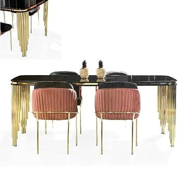 JV Möbel Luxus Esszimmer Set Tisch Garnitur Klassische Stuhlgruppe 4X Stühle Sets 5tlg