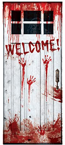 horror-shop Welcome Türfolie mit Blutspuren als Halloween Deko