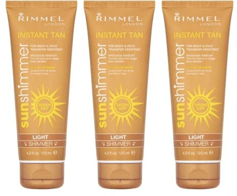 3 x Rimmel London Instant Tan Sun Shimmer Instant Tan - Light 125ml