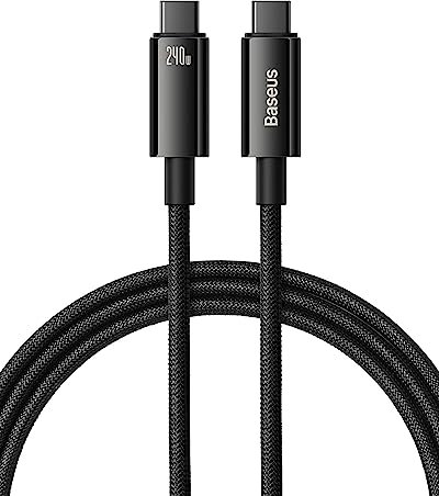 Baseus PD 3.1 5A Cable USB C 240W Carga Rápida USB C a USB C Aleación de Zinc Trenzado Nylon 1M Negro