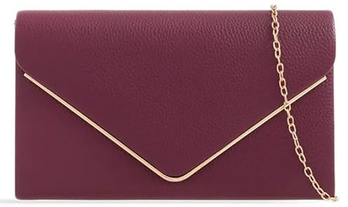 UShopUK Clutch, Kunstleder, für Braut, Abschlussball, Hochzeit, Abend, Clutch, Party-Geldbörse, Schultertasche, Burgunderrot