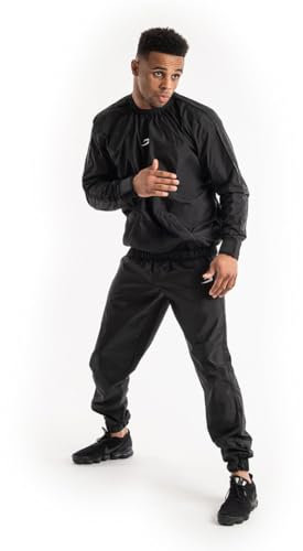 BOXRAW Hagler Professional Sauna Suit 2.0 Top & Bottoms Non Rip Sweat Suit Boxing MMA Training Gym (Black - M)