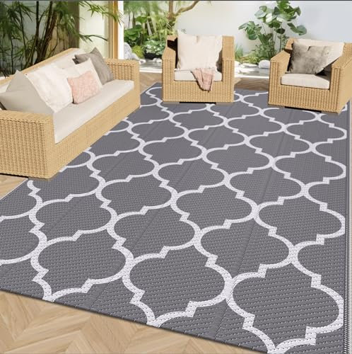 StepRite Outdoor-Teppich, wendbar, Kunststoff, Stroh-Campingmatten, Terrassenteppich, wasserdicht und leicht zu reinigen, für Außenbereich, Wohnmobil, Balkon, Deck, Strand, Veranda und Hinterhof (1,5