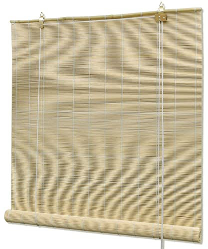 Gecheer Bambusrollo Bambus Rollo Holzrollo Jalousie Faltrollo Fenster/Tür Natur Fensterrollo 100 x 160 cm (B x H) Naturfarbener Bambus Bambus