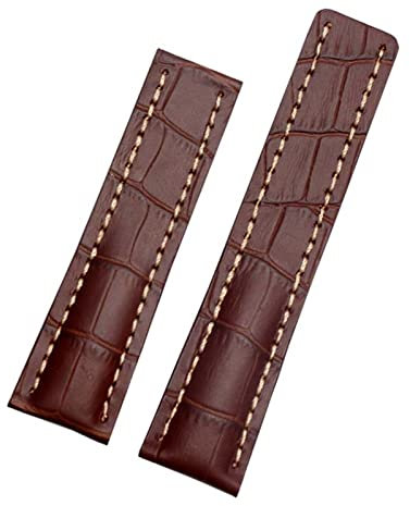 ORKDFJ Uhrenarmband aus echtem Leder für Breitling-Uhrenarmband, Rindslederarmband mit Faltschließe, 22 mm, 24 mm, 22 mm, Achat