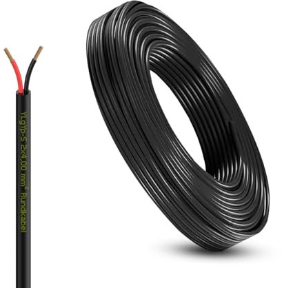 Fahrzeugleitung Anhängerkabel Rund oder Flach Kabel rot/schwarz 2x 0,75 1,0 1,5 mm² 2-adrig 6-24 Volt KFZ AUTO (Rundkabel 4,0 mm², 10 Meter)