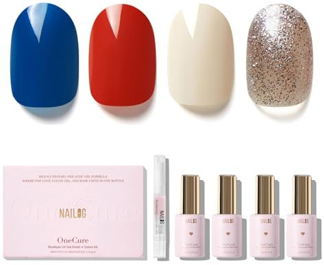 NAILOG Gel Nail Polish Set - 4 Colors Top Coat Color Gel Base 3-In-1 Soak Off UV Gel Polish Kit for Home DIY & Birthday Gifts for Women,About Autumn