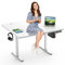 Höhenverstellbarer Schreibtisch Elektrisch, Stabil Kein Schütteln Solide Stahlgestell, Ergonomischer Steh-Sitz Verstell Computertisch, One-Touch-LED Anzeige mit 3 Memory Funktion, Haken,120x60cm, Weiß