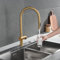 IMEX - Grifo de Cocina Extraible | Grifo Monomando Fregadero con Difusor | Griferia de Cocina con Mangera Flexible 360º | Serie Berna | Color Oro Cepillado