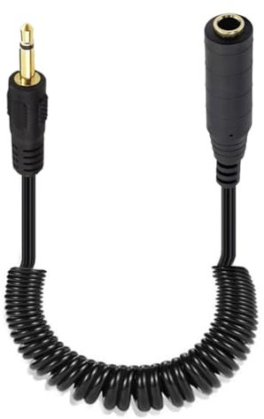 HUHANGGod Câble audio spiralé CC 3,5 mm vers 6,35 mm, prise jack mono TS 6,35 mm vers prise jack mono TS 3,5 mm 1/8 80 cm