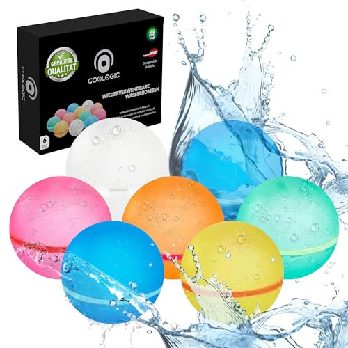 COOLOGIC wiederverwendbare Wasserbomben mit Mash-Bag I 6 Stück I selbstschließend I schnell befüllbar I Spaß für die ganze Familie I Wasserschlacht