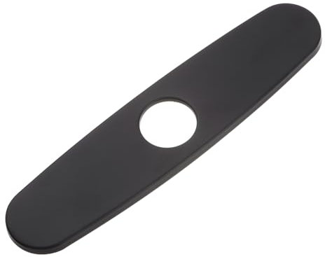 sourcing map 10 Inch Sink Faucet Hole Cover, Stainless Steel Oval Deck Plate Faucet Escutcheon Kitchen Sink Plate for 1 or 3 Holes Kitchen Bathroom Sink, Black