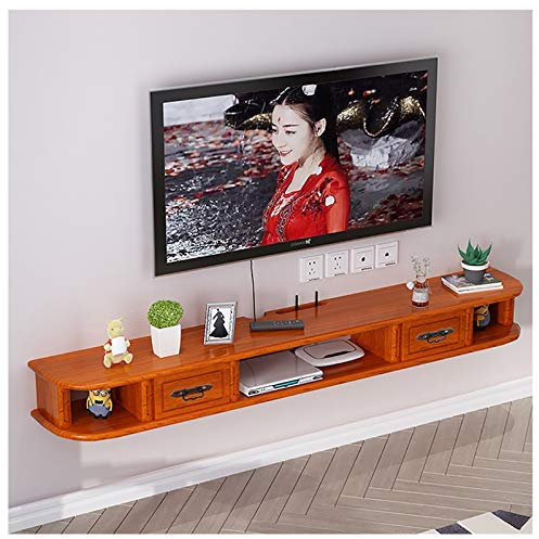 CuNtoHHH TV-Schrank, TV-Lowboard, schwebende Regale, an der Wand montierte TV-Medienkonsole, 47,2/55,1/59 Zoll Schlafzimmer-TV-Wandschrank aus Massivholz, Set-Top-Box-Rack-Router-Regal. (Farbe: C, Gr
