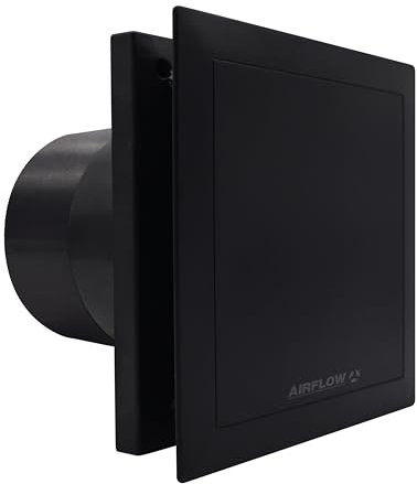 Airflow® QT100 T Black Bathroom Extractor Fan – German Engineered, QuietMark Certified, Ultra Quiet 25 dB, Energy Efficient, Auto Start & Adjustable Timer, 2-Speed Operation, IP45, 3-Year Warranty