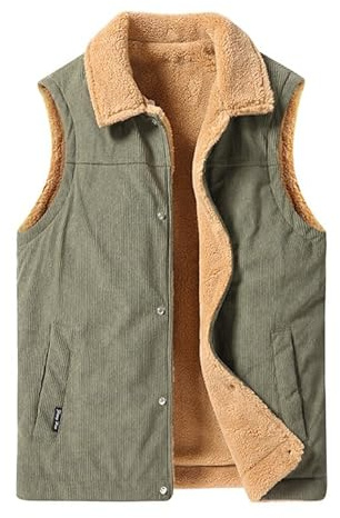 GIBZ Gilet Invernale in Velluto a Coste da Uomo Casual Spesso | Caldo Foderato in Pile Giacca Smanicato con Tasche