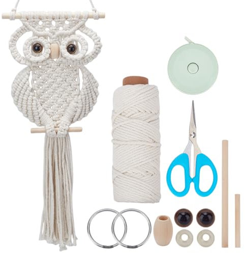 FREEBLOSS Makramee Eulen Set Für Anfänger Makramee Eule Wandbehang Gobelin Set Kreative DIY Makramee Eule Boho Makramee Wandbehang DIY Makramee Set Mit Video Tutorial