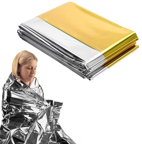 SGERUFZ 3 Pcs Rettungsdecke Gold Silber Notfalldecke für Outdoor Wandern Überleben Robust Reißfest & Wasserdicht 210×160cm