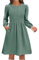GRMLRPT Damen Langarm Rundhals Pulloverkleid Elegant Knielang Herbstkleid Casual Kleid Herbst Winter A Linien Bequem Midikleid(Grün,XXL)