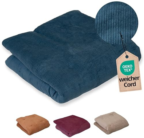ULLENBOOM Krabbeldecke für Baby 100x100 cm, 100% OEKO-TEX Materialien, Made in EU, Dick & weich gepolstert, Cord Petrol - ideal als Babydecke, Laufgittereinlage & Spieldecke Baby