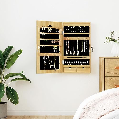 Rantry Schmuckschrank mit Wandspiegel, 37,5 x 10 x 67 cm, Innenmöbel für Schlafzimmer, Wohnzimmer, Büro, Möbel