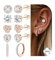Adramata Ohrringe Silber 925 Damen Herren Brillante Simulierte Diamant Ohrringe Set Cubic Zirkonia Ohrstecker Silber 925 14K Weißgold Ohrringe Creolen Hypoallergene Ohrringe Silber/Gold/Rosegold