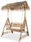Willood Gartenschaukel 2-Sitzer mit Palmblättern Hollywoodschaukel Schaukelbank Hängeschaukel Schaukel Bambus 202cm 170kg