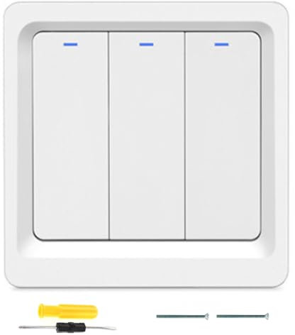Acmerota Interruptores de Luz Inteligentes WIFI Interruptor de botón de 3 gang Interruptores de luz inteligentes Alexa Interruptor de luz compatible con Alexa y Google Home (requiere cable neutro)