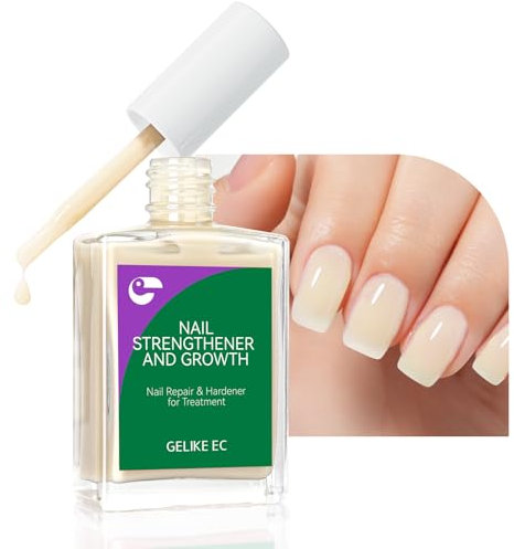 Gelike ec Nail Care Growth and Strengthener: Cream Yellow Nail Strengthener Repair for Thin Damaged and Brittle Nails 15ml