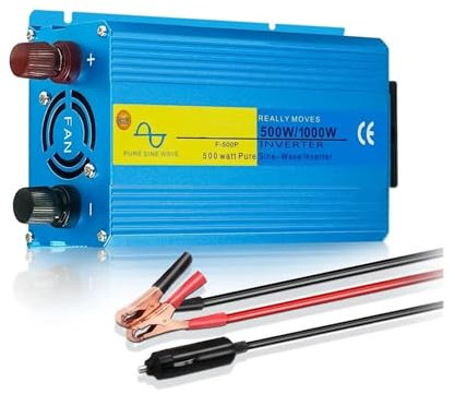 Inverter Onda Pura Inverter Di Potenza 1000W DC 12V AC 220V 50Hz 60Hz Convertitore Potenza Per Auto Domestica Energia Solare Inverter A Onda Sinusoidale Pura Convertitore(EU 50Hz)