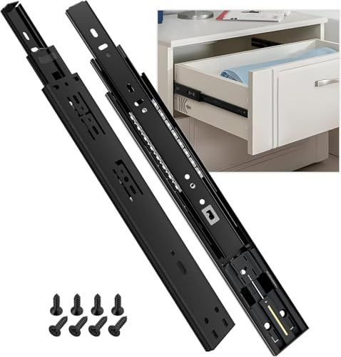 ToBeGreat Schubladenschienen Vollauszug 400 mm, Soft-Close mit Selbsteinzug, 45 kg Tragkraft, für Küchenschubladen, 1 Paar (Schwarz)