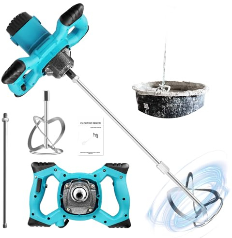 Concrete Cement Mixer, 3500W Electric Paddle Mixer, 6 Adjustable Speeds Portable Handheld Plaster Grout Paint Thinset Mortar Paddle Mixer Drill Mixer Stirring Tool for Mixing Feed/Plaster/Paint/Cement