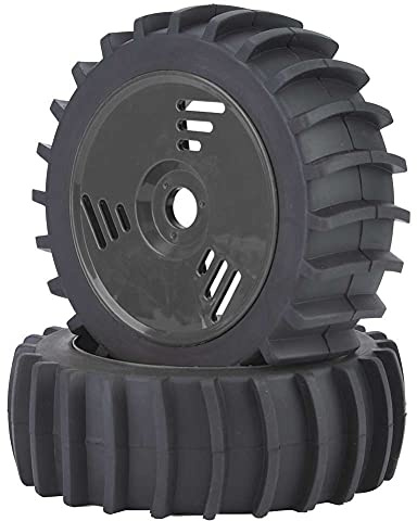 plplaaoo RC-Car-Radreifen, langlebige Hochleistungs-Gummireifen mit ABS-Felge für Buggy-Trucks im Maßstab 1:8, Schwarz Orange, 117 mm, 2 Stück (Schwarz)