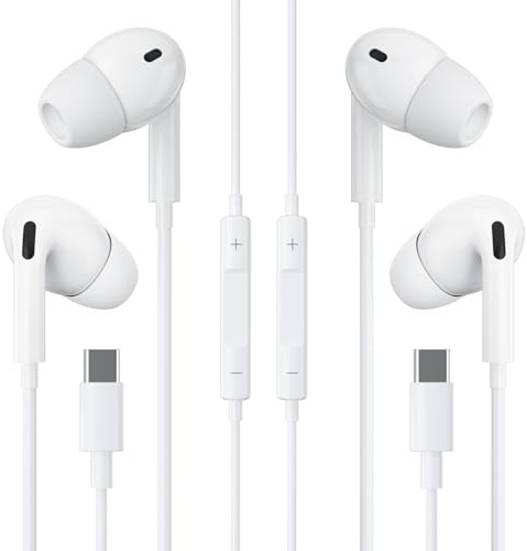 2 Pack USB C Kopfhörer mit Kabel für iPhone 17 16 15, Kabelkopfhörer für iPhone 17 Air/Plus/Pro/Max/iPad, HiFi Stereo In Ear Ohrhörer Typ C mit Mikrofon für Samsung S25 S24 S23 S22 Ultra/Pixel usw
