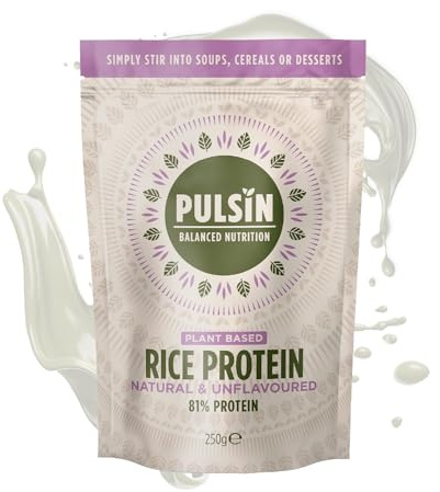 Pulsin - Natural & Unflavoured Vegan Rice Protein Powder - 250g - 8.1g Protein, 0.4g Carbs, 43 Kcal Per Serving - Low Carb, Gluten Free, Plant Based, Palm Oil Free & Dairy Free